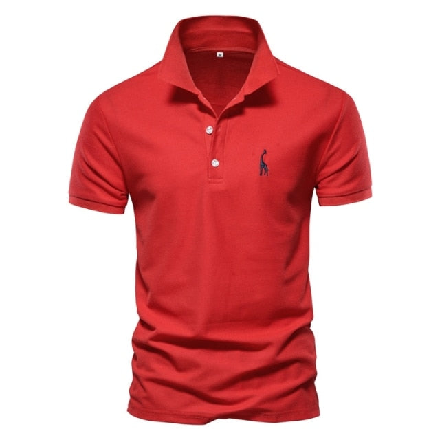 Casual Solid Giraffe Embroidery Polo Shirt