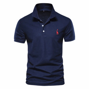 Casual Solid Giraffe Embroidery Polo Shirt