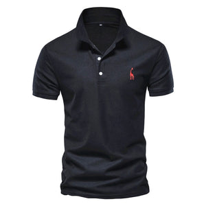 Casual Solid Giraffe Embroidery Polo Shirt