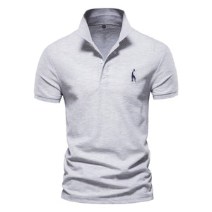 Casual Solid Giraffe Embroidery Polo Shirt