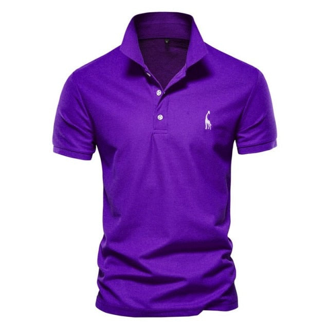 Casual Solid Giraffe Embroidery Polo Shirt