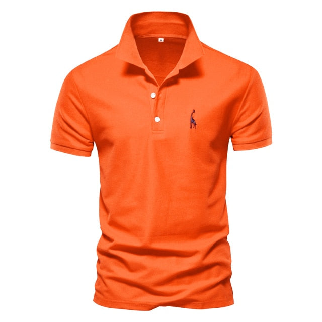 Casual Solid Giraffe Embroidery Polo Shirt