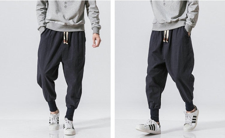 Casual Streetwear Cotton Linen Harem Pants