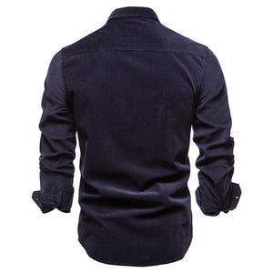 Business Casual Fashion Solid Color Corduroy Shirt