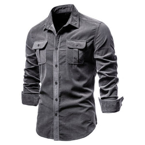 Business Casual Fashion Solid Color Corduroy Shirt