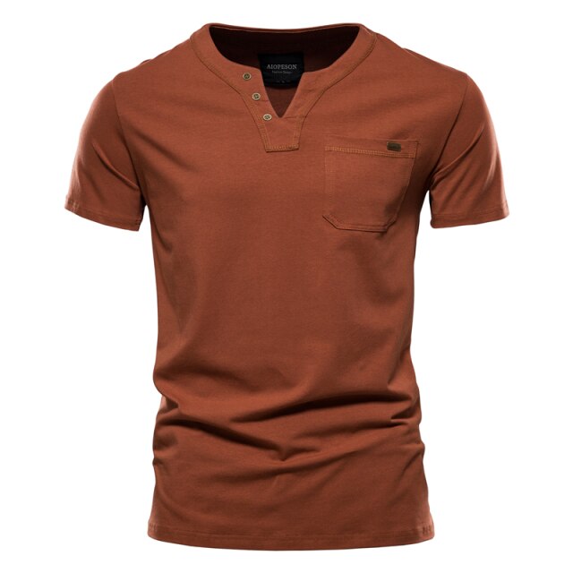 Summer Quality Solid Color Design V-Neck T-Shirt