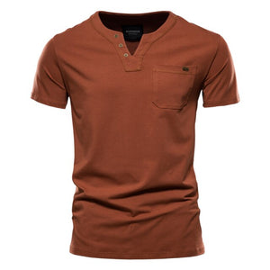 Summer Quality Solid Color Design V-Neck T-Shirt