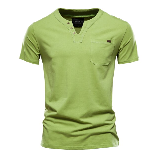 Summer Quality Solid Color Design V-Neck T-Shirt