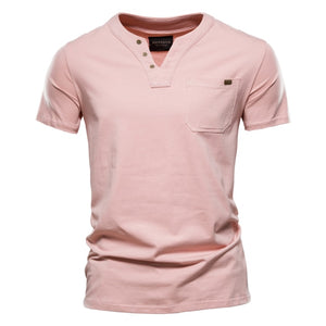 Summer Quality Solid Color Design V-Neck T-Shirt