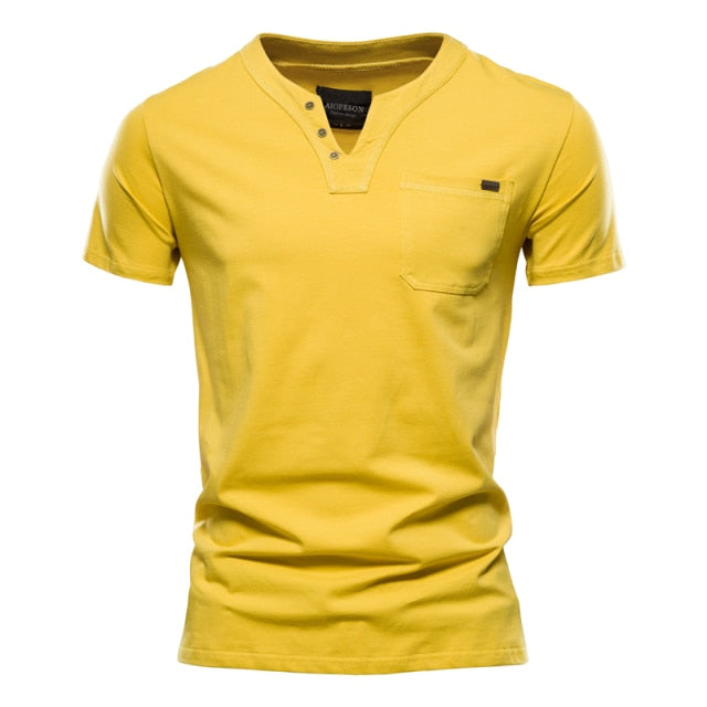 Summer Quality Solid Color Design V-Neck T-Shirt