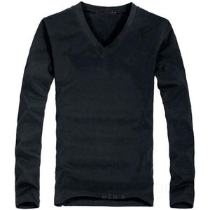 Soft Thin Long Sleeve Elastic V-Neck T-Shirt