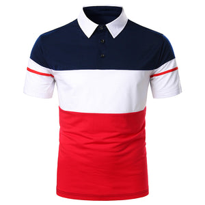 Casual Short Sleeve Contrast Color Polo Shirt