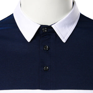 Casual Short Sleeve Contrast Color Polo Shirt