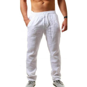 Summer Breathable Cotton Linen Solid Color Trousers