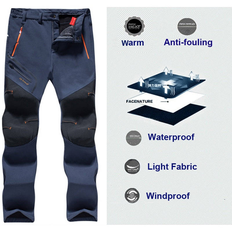 Winter Warm Waterproof Breathable Fleece Outdoor Pants